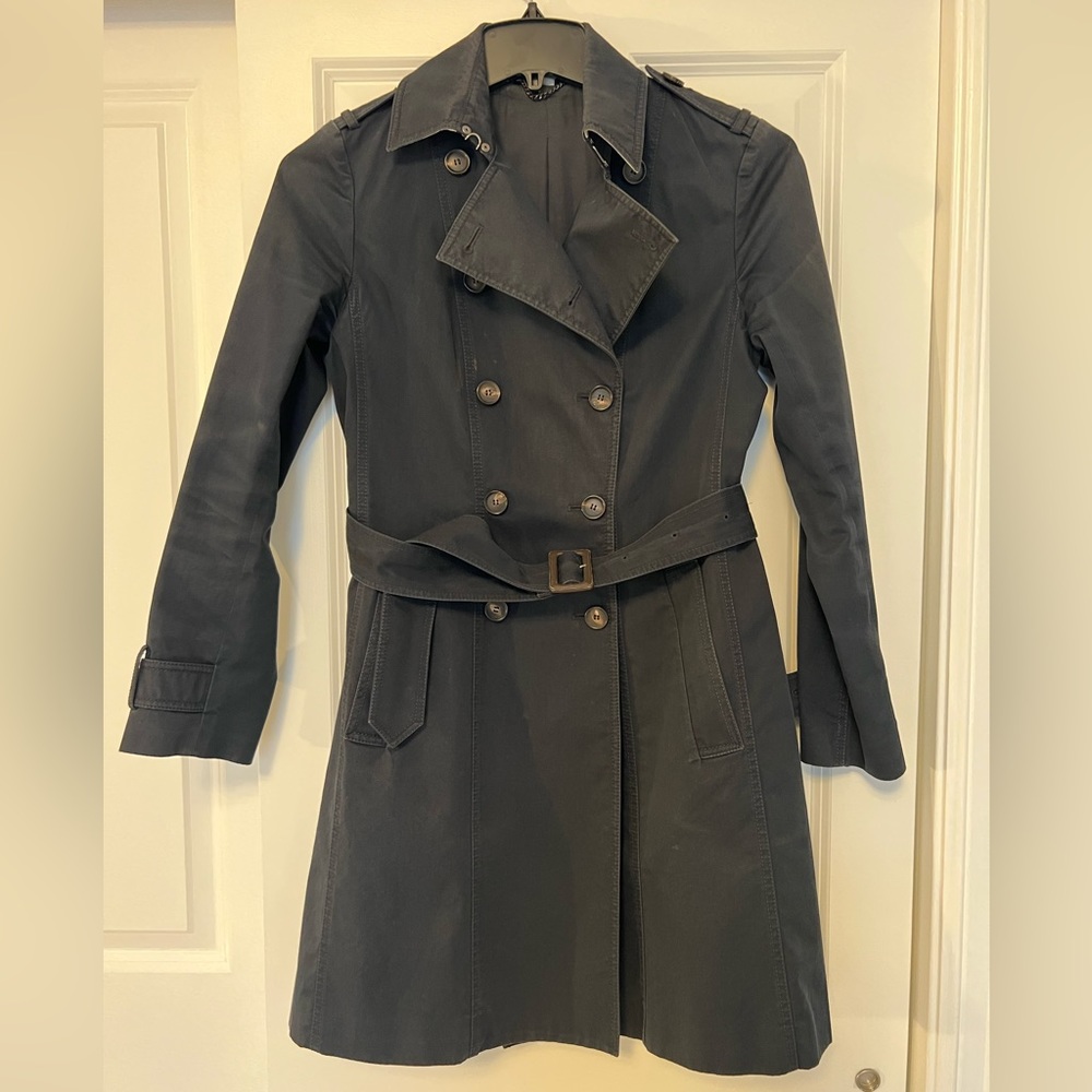 Jigsaw navy trench coat